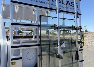 Apex Glass truck rack loaded with glass panels